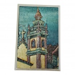 Marcos M. Hara, Pastel sobre Eucatex acid e no verso, intitulado, `Igreja de Salvador`, BA.  1983,  28 x 33 cm.