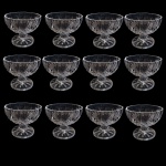 Doze taças para sorvete/sobremesa em cristal lapidado chancelaria Longchamp, Cristal D`Arques em suas embalagens originais, Alt. 8, Diam. 10 cm.