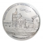 COLECIONISMO, Medalha do colégio São Paulo, em metal prateado, Diam. 7 cm.