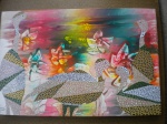 Quadro - Margaret Zanetti - AVES - Mosaico pintado, Acrílico sobre tela, Intuitivo, Naturaza - Técnica Mista - Dimensões: 60 X 40 cm