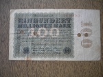 Cédula Alemã - EINHUNDERT MILLIONEN MARK - 100 - 2 de Agosto de 1923 - OBS. A cédula tem 4 pequenos furos. MBC