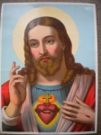 Colecionismo - ANTIGA ESTAMPA DO SAGRADO CORAÇÃO DE JESUS - Formato 19 X 25 cm - Ótimo estado de conservação.
