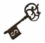 Chave de parede decorativa em ferro, medindo: 28 cm comp.