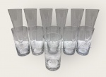Lote contendo: Conjunto de fino cristal europeu sendo: 6 taças Flute com 23 cm alt. + 6 copos com 15 cm alt. TOTAL: 12 peças