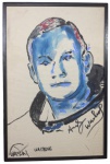 ANDY WARHOL (atrib.) - pintura s/ pano colado em madeira, representando figura de Neil Alden Armstrong, medindo: 75 cm x 50 cm