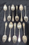 EBERLE - LOTE COM 12 COLHERES DE SOPA EM METAL ESPESSURADO A PRATA. MEDINDO  21.5 CM