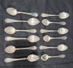 EBERLE - LOTE COM 12 COLHERES DE CHÁ EM METAL ESPESSURADO A PRATA. MEDINDO  13 CM