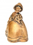 Sineta de mesa em bronze, representando Jovem Dama. Med  7  x  5  cm