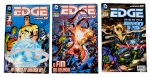 EDIÇÃO Nº 1 - DC - EDGE (03): "Os Novos 52!", nºs 1, 2 e 3, datadas de julho a agosto de 2012, Editora Panini Comics, Com 100 páginas cada. Títulos de capa: "Os Limites do Universo DC!", "O Fim do Mundo" e "Batalha pela Sobrevivência da Terra!". O número 2 está com um rasgo na capa, miolo íntegro.