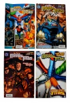 DC - NOVOS TITÃS (04): 1ª Série, nºs 7, 9, 10 e 59, datados de janeiro, março e abril de 2005 e maio de 2009, Editora Panini Comics. Títulos de capa: "Louca Escapada!", "Afogados em Sangue" e "A Sensacional Estreia de Titãs". E ainda: Turma Titã: Ano Um e Robin.