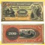 Rarissima Cédula Particular, República, " AMOSTRA ", BRASIL - 200 Mil Réis 1890 - BANCO DA R