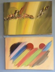 ESDRAS, Composição abstrata - Dois quadros pintura acrílica sobre tela, assinadas canto inferior direito. Medidas: 60x 89 cm, sem molduras.