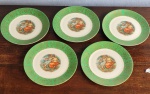 Cinco pratos em porcelana alemã BAVARIA decorrada com cena romântica. Med.: 17cm
