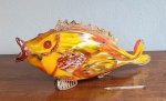 Rara e grande escultura de peixe italiana em murano soprado com pigmentação multicolor, Veneza, década de 1960. Med.: 42cm