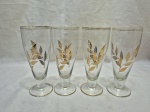 Jogo de 4 tulipas em demicristal com folhas ouro. Medindo 7cm x 18cm de altura.