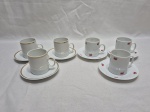 Lote de 6 xícaras de café em porcelana Renner, sendo 2 modelos. Medindo 5cm x 5,5cm de altura
