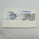 Selo Brasil Pomba Branca fundo azul. Facial 0,40. Carimbado sobre fragmento