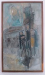 NUABIA A.BYOVSKY-- " ABSTRATO" oleo sobre tela, assinado no C.I.E . Med. 66 X 39 cm.