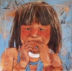 ELON BRASIL, Indígena - Óleo sobre tela - 100x100 cm - ASSINATURA NA OBRA