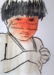 ELON BRASIL, Indígena - Crayon sobre papel - 70x50 cm - ASSINATURA NA OBRA