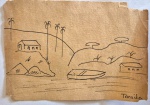 TARSILA, Paisagem - Desenho - 13x22 cm - ACID (Com manchas de tempo e no estado)