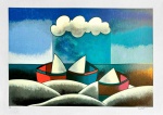 INOS CORRADIN, Marinha com barcos - Medidas - 70x50 cm - ACID - Sem moldura - Gravura original assinada
