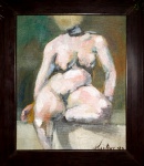 MAX BUENO, Modelo nú - Acrílica sobre tela - 16x14 cm - ACID e VERSO