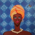 CICERO SOBRALL, Serie Mulheres de Alceu Valença "Dandara"- Acrílica sobre tela - 100x100 cm - Assinado no VERSO