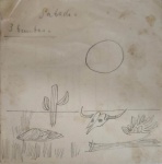 ALDEMIR MARTINS, Paisagem do nordeste - Lápis sobre papel - 10x9,5 cm - Com documento de autenticidade.