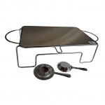 Réchaud retangular com chapa de alumínio, para uma chama, novo, nunca foi usado, 53 x 25, Alt. 14 cm.