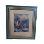 Reprodução representando Marinha muito bem emoldurada,  63 x 56 cm.