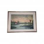 OST- Representando paisagem bucólica ribeirinha, ACIE, inelegível. 74 x 54 cm.
