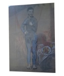 PABLO PICASSO, Yong boy in bue, réplica em papel, 31 x 47 cm.