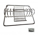 Organizador para talheres e guardanapos Riva executado em inox apoiado em base acrílica, 28 x 22 cm.