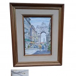 Arthur Neto - Aquarela - Arco da Rua Augusta - Lisboa- acie e datado 90, paspatour manchado, 24 x 34 cm.