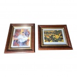 Par de gravuras emolduradas, Vincent Van Gogh e Ger Groeneveld representando bailarina, 29 x 34 cm.