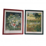 Par de gravuras, Vincent Van Gogh, emolduradas, ambas as molduras com leves arranhões,  30 x 38 cm.