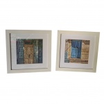 Pendant de gravuras emolduradas representando portas, 26 x 26 cm.