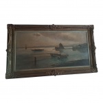 Atribuído - Romanelli,  Giovanni Francesco  1610 -1662 , acid mas muito tênue, passou por restauro em 1999 com restauradora Dea em Petrópolis,  ricamente emoldurado, medindo 50 x 98 cm. sem a moldura.