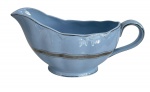 ENGLAND - Cremeria com alça em faiança inglesa azul com friso prateado, manufatura LUPIN PETAL. Possui marca. Mede 21cm.