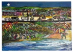 PATRICIA TORELLY - Obra em acrílica sobre tela representando "marinha, Rio de Janeiro", assinada e datada no canto inferior. Mede 70 x 50cm. Acompanha certificado autenticidade cedido pela própria artista. Nota da artista: Conceituada artista carioca, esposa do pintor Sandro Donatello (filho de Oswaldo Teixeira), de quem foi discípula.