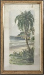 S. RIBEIRO - Aquarela em papel cartão sobreposta em fórmica e protegida por moldura e vidro. Assinatura e ano (1963) no canto inferior direito. 24cm x 40cm.