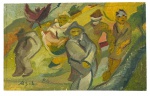 ALOYSIO ZALUAR (1937) - Óleo sobre madeira, "figuras masculinas", assinada no canto inferior esquerdo, datada 1986. Mede 18 x 29,5cm.