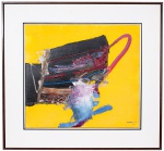 Mabe - Manabu (Kumamoto - Japão 1924 - 1997 São Paulo) - Abstrato, o.s.t, ass. e datado de 1976, c.i.d, autentificado e datado no verso med. 56x51 cm, com moldura 73x78 cm.