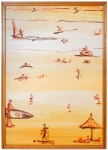 Rubens Gerchman - intitulado "The Beach 1", o.s.t, ass. c.i.d - intitulado, autentificado e datado 1997 no verso, med. 70x50 cm, com moldura 75x54 cm.