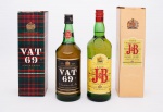 Bebidas - Lote constando de duas garrafas de whisky sendo uma " J e B - Justerine e Brooks " - England - 1 litro lacrada acondicionada em caixa original e uma " Vat 69 " 1 litro lacrada acondicionada em caixa original (sem garantia do líquido)