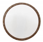 Antigo espelho redondo com moldura em bronze patinado cinzelado com arabescos e folhagens med. 50 cm de diâmetro. este lote não pode ser enviado pelos Correios.