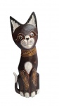 Escultura de gato em bloco de madeira coisa rica policromia. Medidas 40 cm