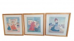 Três gravuras emolduradas, medindo : 31x34cm