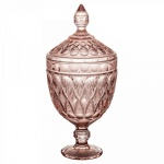 Belíssima compoteira trabalhada em lindo tom com exuberante tampa. Medida 32 cm de altura.